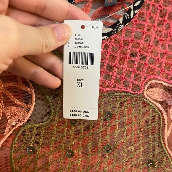 Anthropologie Bhanuni by Jyoti Women's Size XL Pink Rosario Blouse New with Tags - Picture 6 of 16